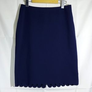Banana Republic Navy Blue Scallop Bottom Skirt with Back Slit - Size 4